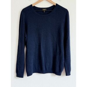 Charter Club Navy Cashmere Sweater Large Crew Neck Old Money Quiet Luxury Blue L